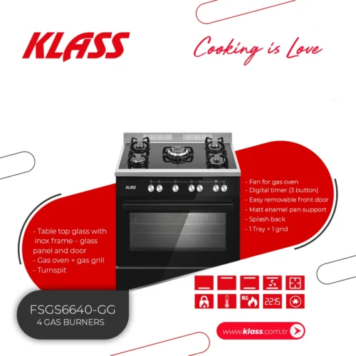 ALM KLASS GAS COOKER 60×60 | MODEL FSGS6640-GG