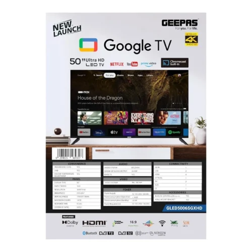 GEEPAS 55 INCH 4K UHD GOOGLE SMART LED TV – MODEL GLED5506SGXHD