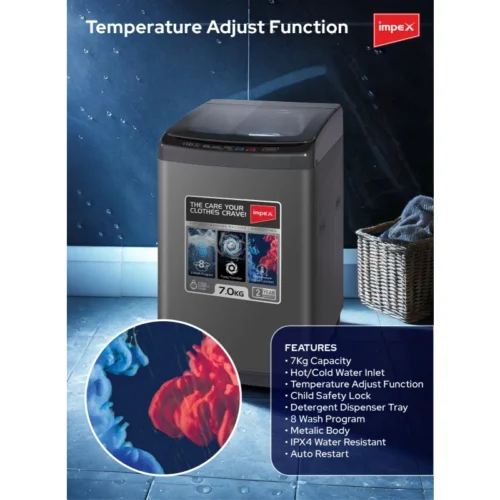 IMPEX 7KG FULLY AUTOMATIC TOP LOAD WASHING MACHINE | MODEL WM0700TMG