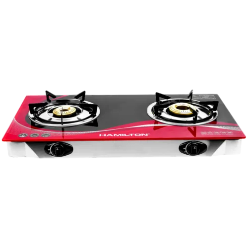 HAMILTON GAS STOVE 2 BURNER GLASS BRASS HT1126GC