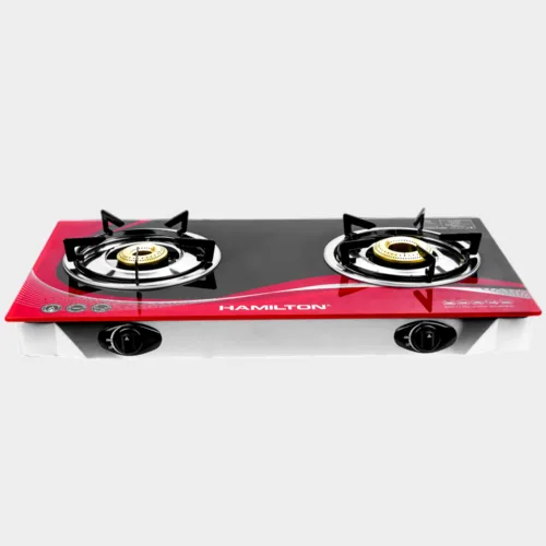 HAMILTON GAS STOVE 2 BURNER GLASS BRASS HT1126GC